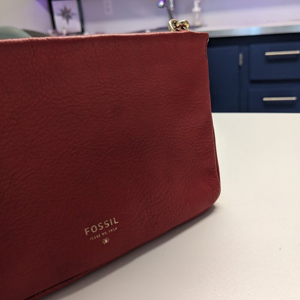 Vintage POPPY RED Fossil Small Crossbody Purse